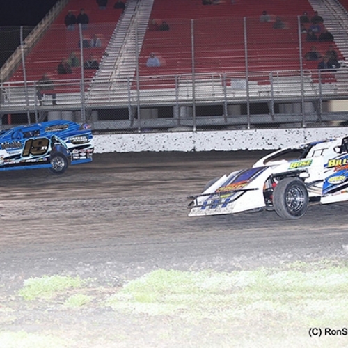 Passing Jason Krohn for the win at the Royal Purple Raceway in Baytown, Texas, on Saturday, Feb. 23, 2013.